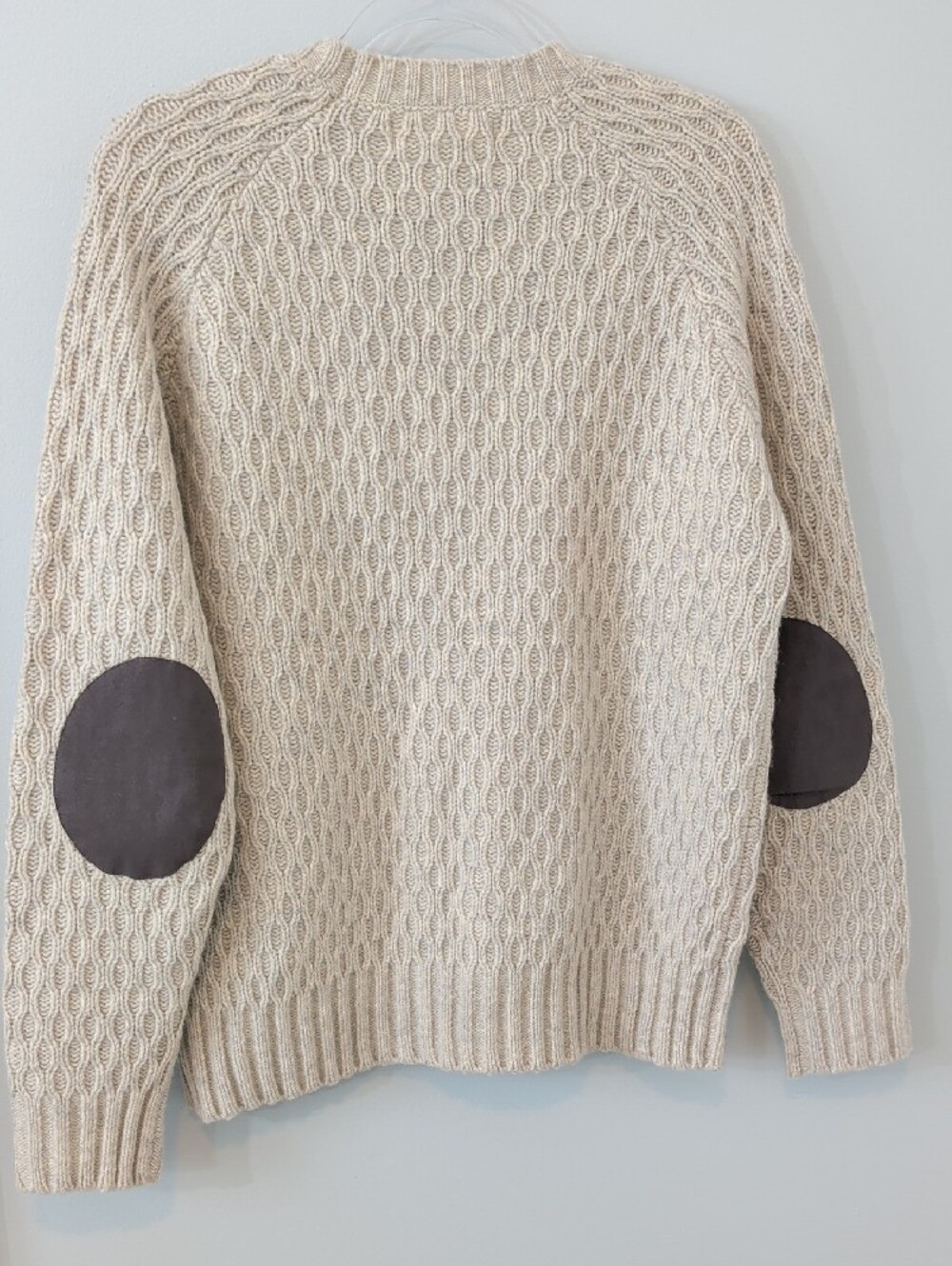 Heavy Wool Textured Crewneck Academia Ivy League Sweater in Oatmeal M - Picture 7 of 10